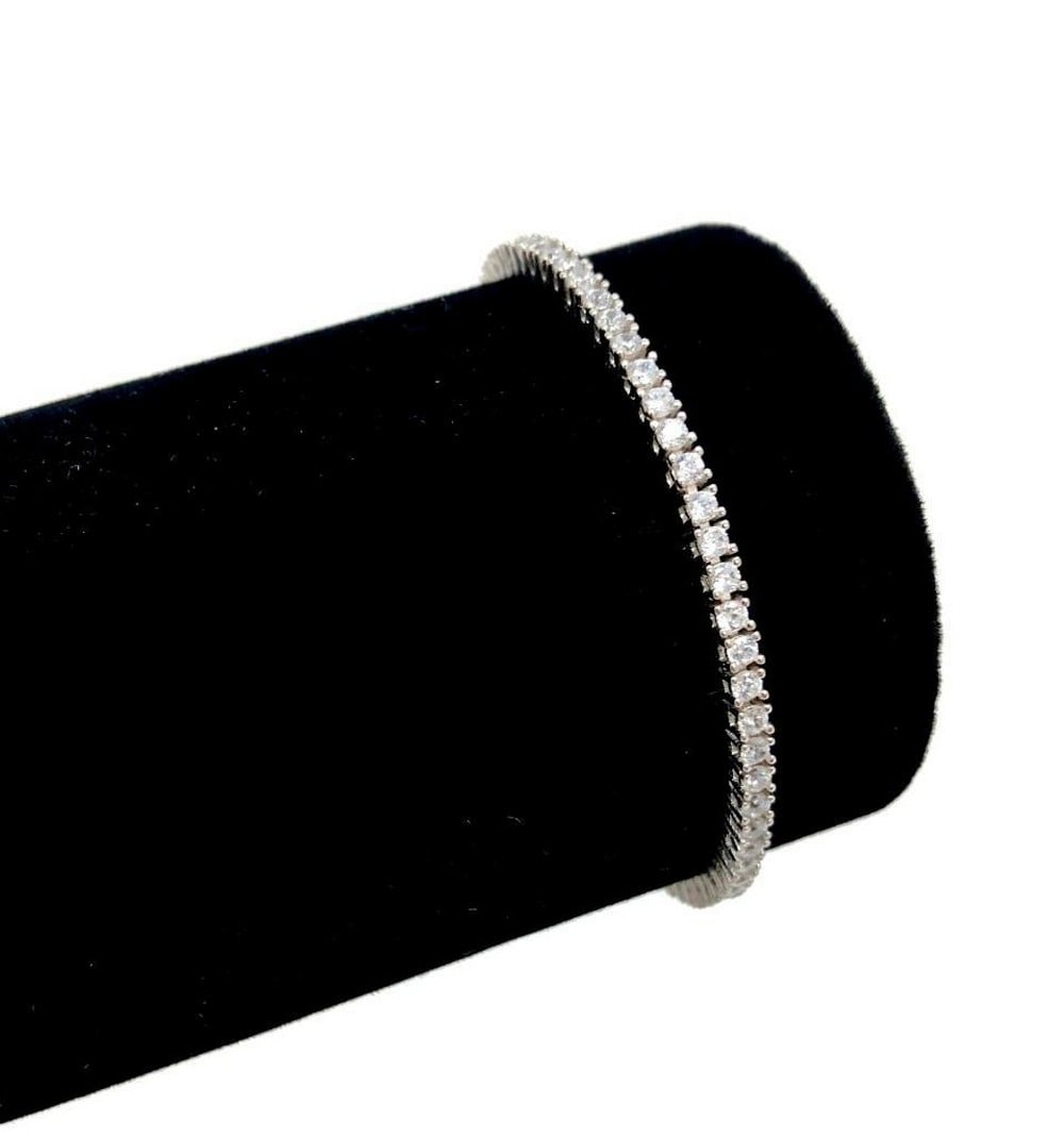 Ladies 6.5" 925 Stirling Silver Tennis Bracelet With Inset Austrian Crystal (1 of 3)