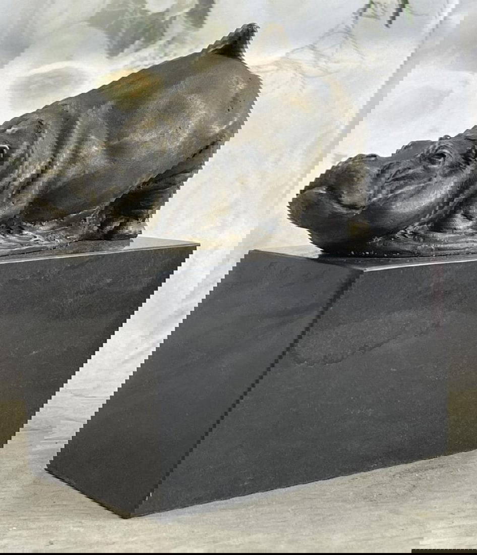 Miniature Hippopotamus Bronze Sculpture Auction