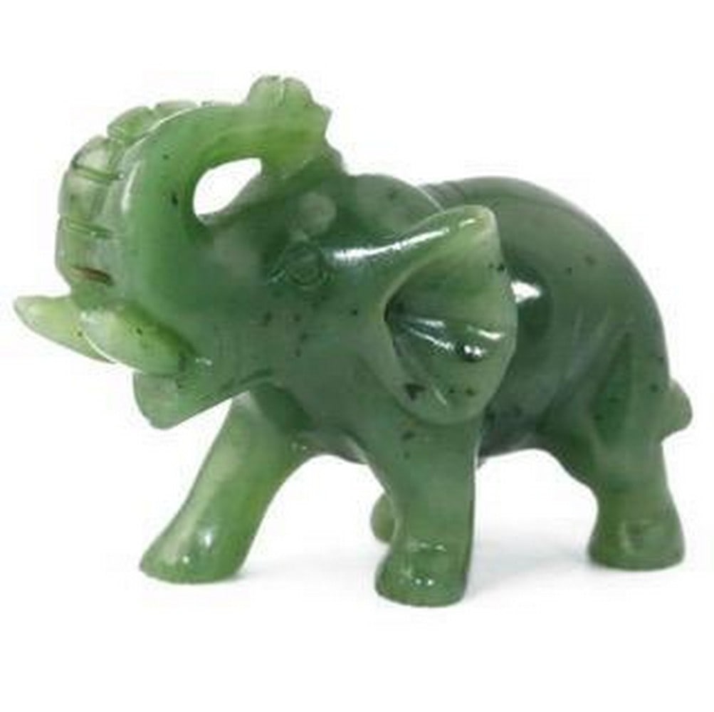 Canadian Nephrite Jade Trumpeting Elephant Carving (1 of 4)
