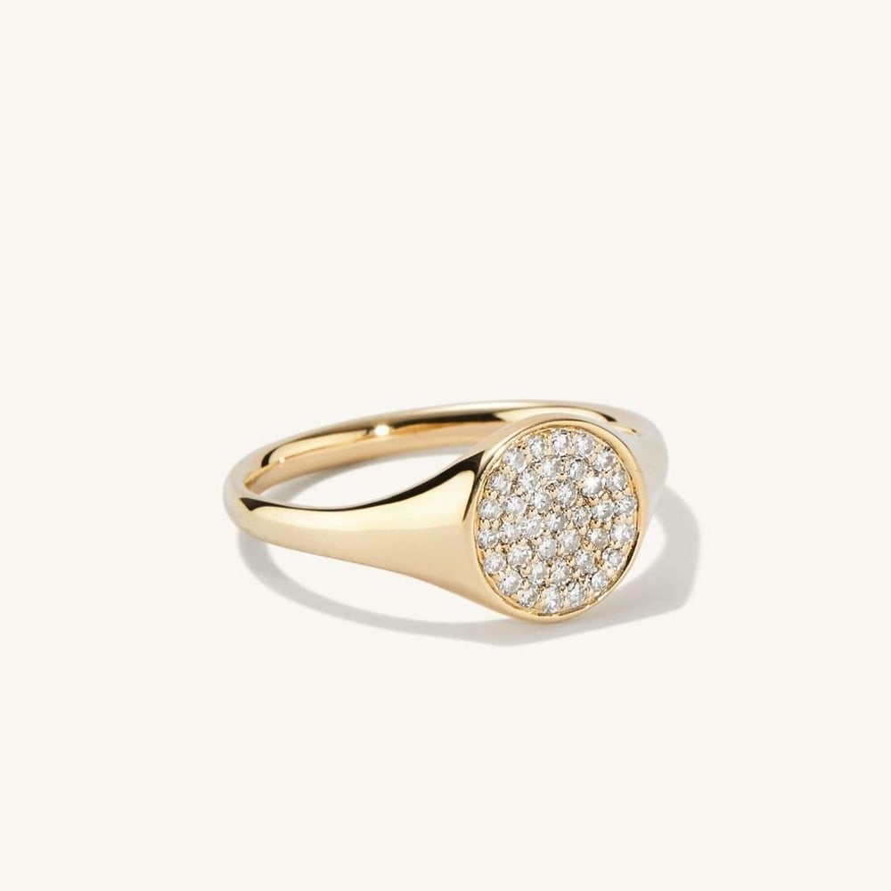 Pavé Diamond Signet Pinky Ring - 14k Yellow Gold & Diamond (1 of 3)