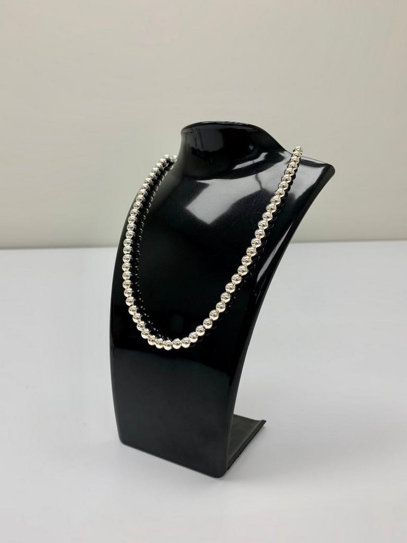 925 Sterling Silver Italian Handmade Bead Ball Chain Necklace for Women (1 of 3)