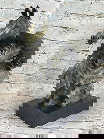 Western Art Old West Cowboy With Horse Bronze Bust Sculpture Marble Statue Decor (1 of 6)