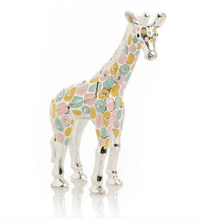 Pastel Spotted Colourful Giraffe Trinket Box: Pastel Spotted Colourful Giraffe Trinket Box Enamel Painted Trinket Box Decorated with Austrian Crystals • Plated with 24K Gold or 925 Silver. • Each crystal is handpicked and artistically