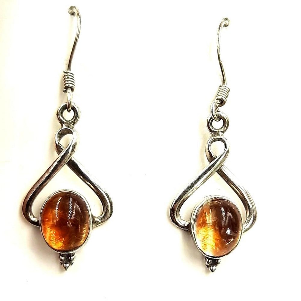 Oval Rutile Cabochon Quartz Dangle Earrings (1 of 1)
