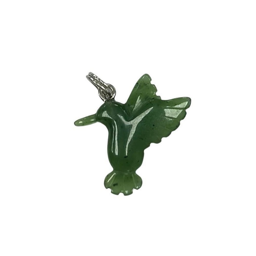 Canadian Nephrite Jade Hummingbird Necklace Charm: Canadian Nephrite Jade Hummingbird Necklace Charm The hummingbird signifies intelligence, beauty, devotion, and love. These little birds are also respected as fierce fighters and defenders of their te