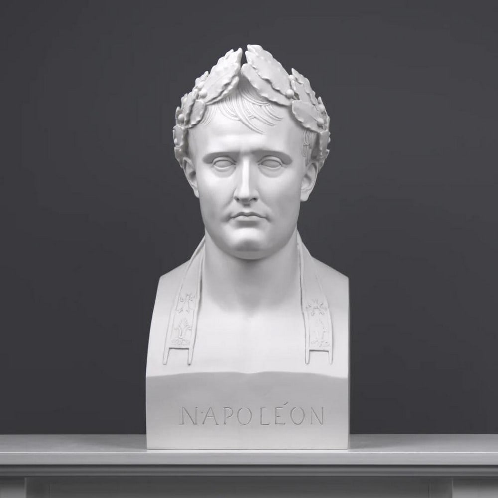 After Antonio Canova Large White Carrara Marble Napoleon As Caesar Bust Sculpture - (44lbs) (1 of 5)