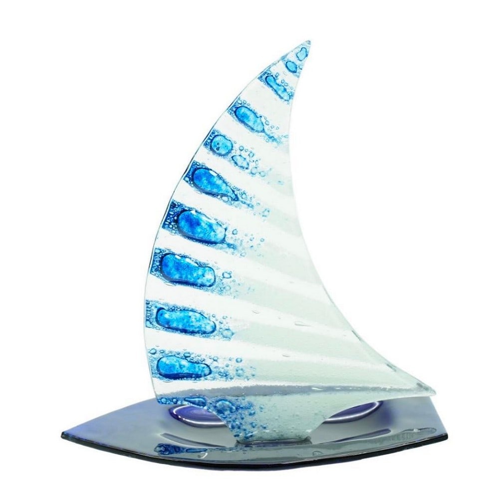Blue And White Murano Glass Sail Boat: Blue And White Murano Glass Sailboat Dimensions: 6"L x 2.8"W x 7.1"H View Photos For Further Details.