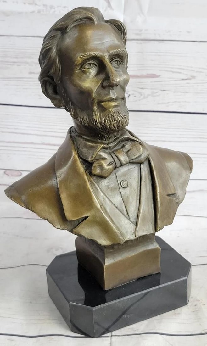 Abraham Lincoln Bronze Bust Sculpture On Marble Base - Signed Original - 10lbs (1 of 6)