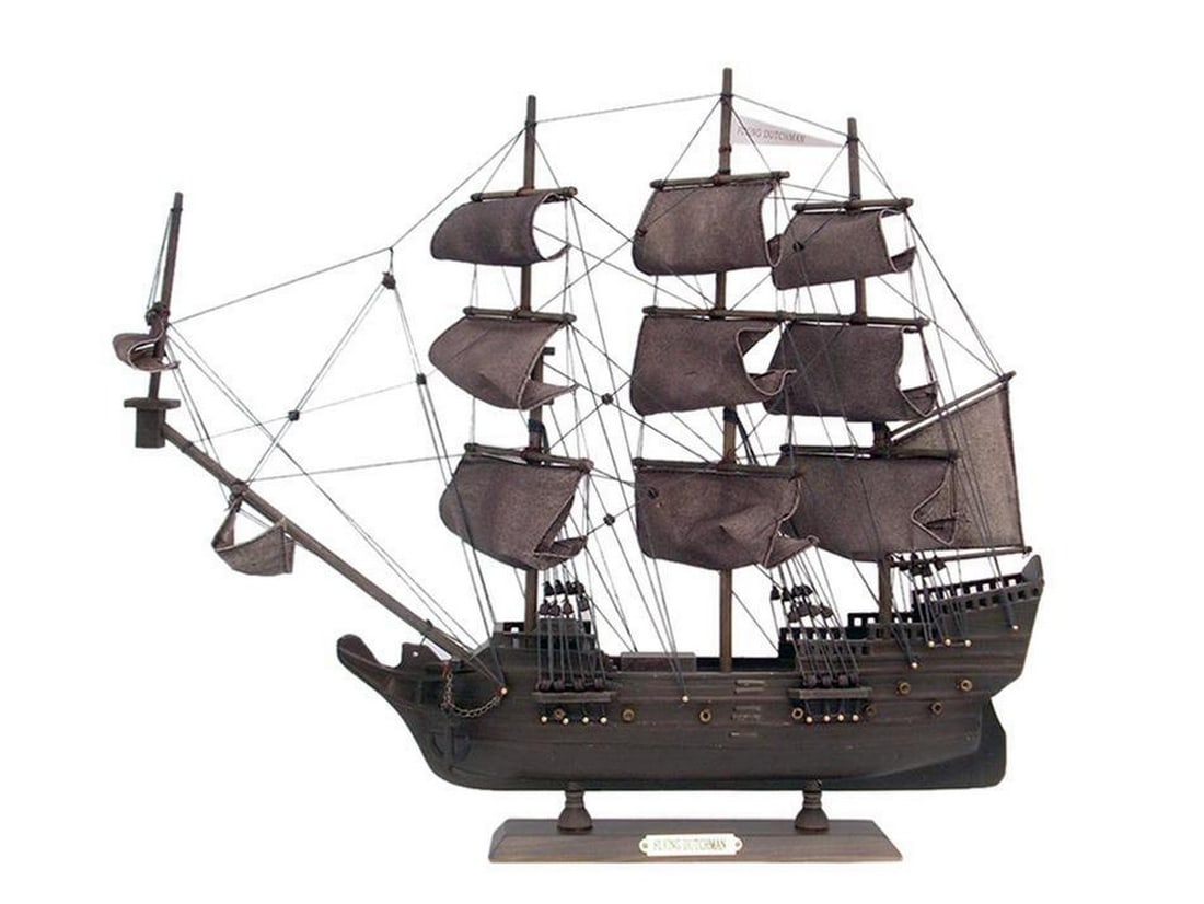 20" Hand-Crafted Wooden Flying Dutchman Pirate Ship Replica: 20" Hand-Crafted Wooden Flying Dutchman Pirate Ship Replica Embark on a journey through maritime history with our meticulously crafted tall ship models of the enigmatic Flying Dutchman. Historica