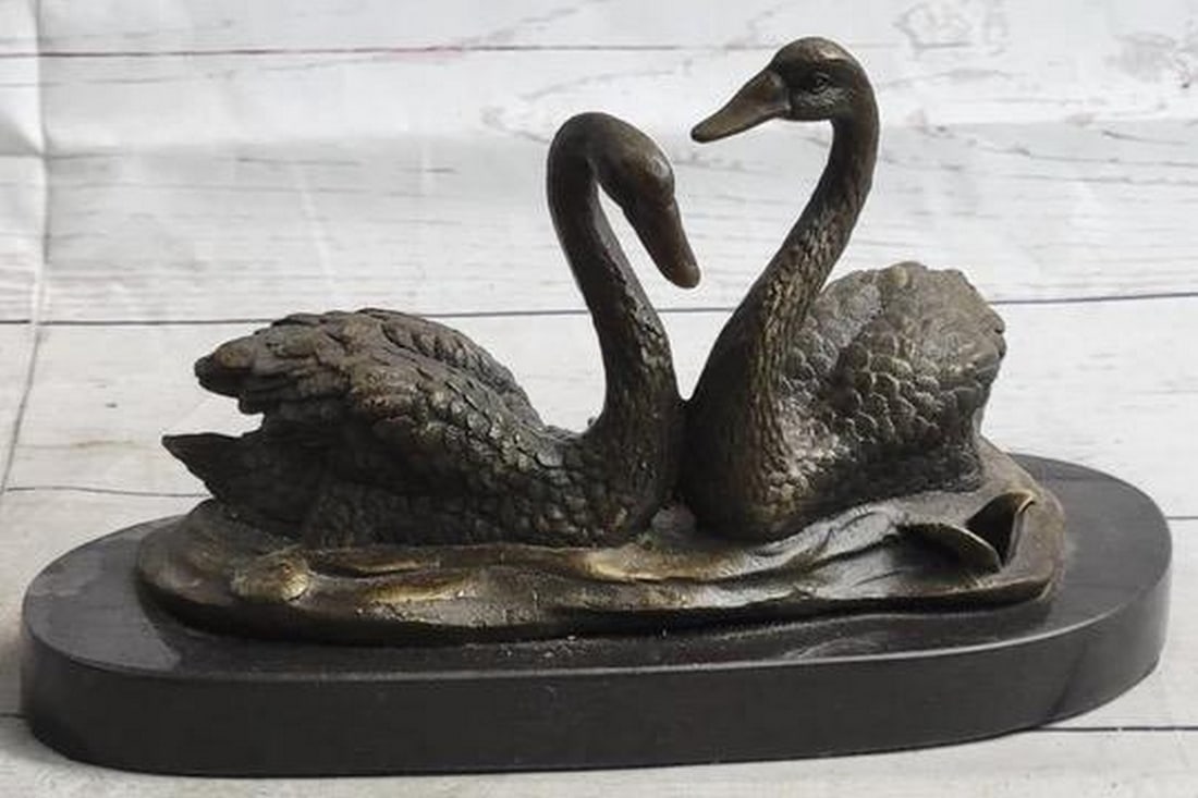 Swan Pair in Spring Original Bronze Statue - 6" x 9" (1 of 6)