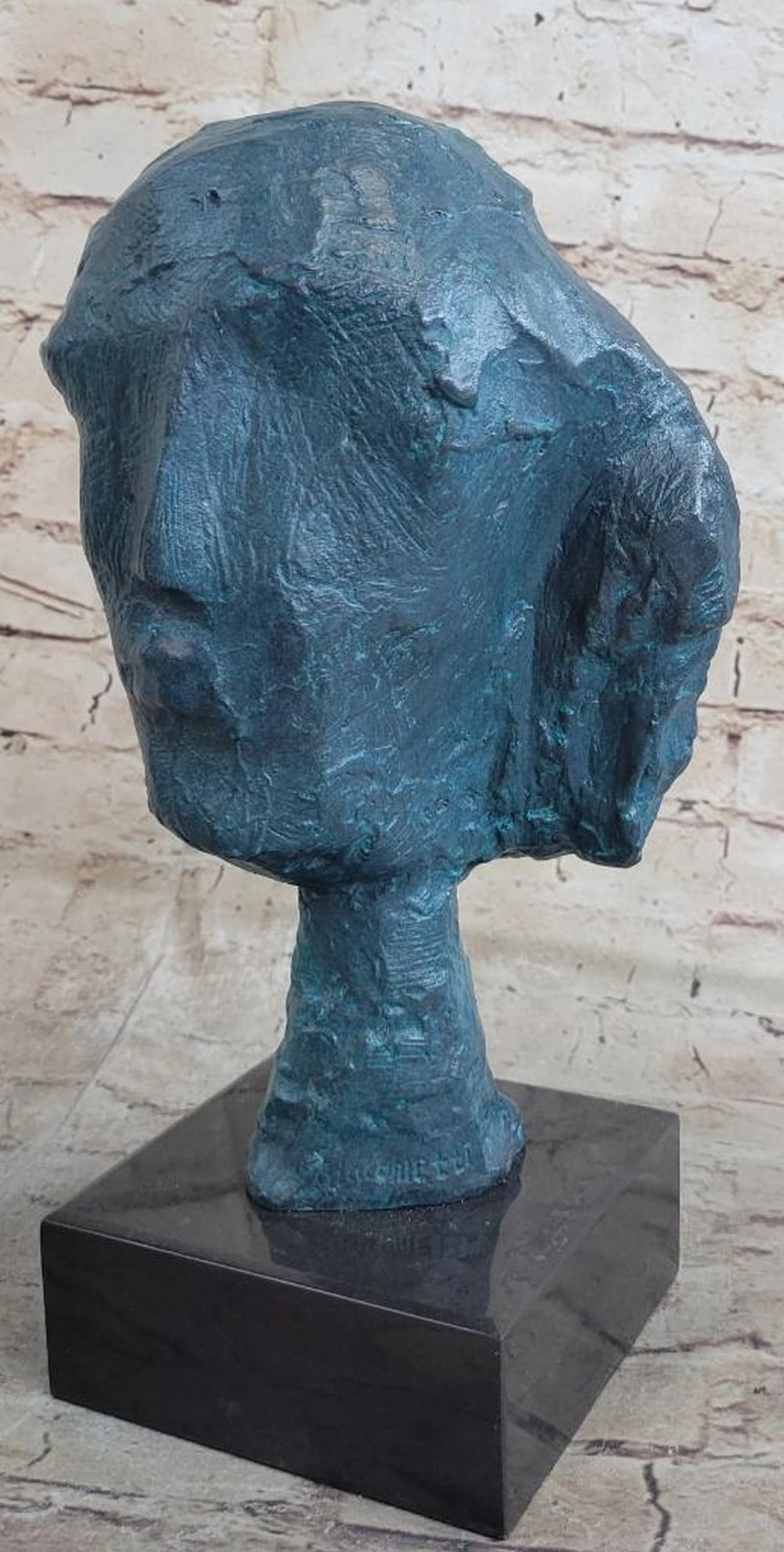 A Line Through Time Abstract Modern Artwork Female Bust Green Patina Bronze Statue (1 of 9)