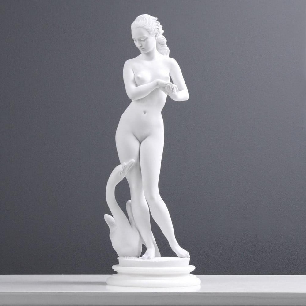 Young Lady & Swan "Leda & The Swan" Greek Mythology Sculpture - 3.1lbs (1 of 4)