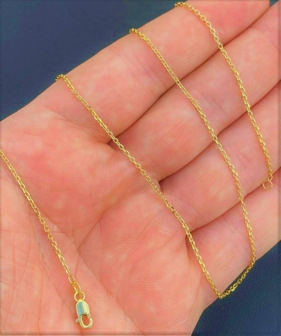 SOLID 14K YELLOW GOLD CABLE BOX NECKLACE (1 of 3)