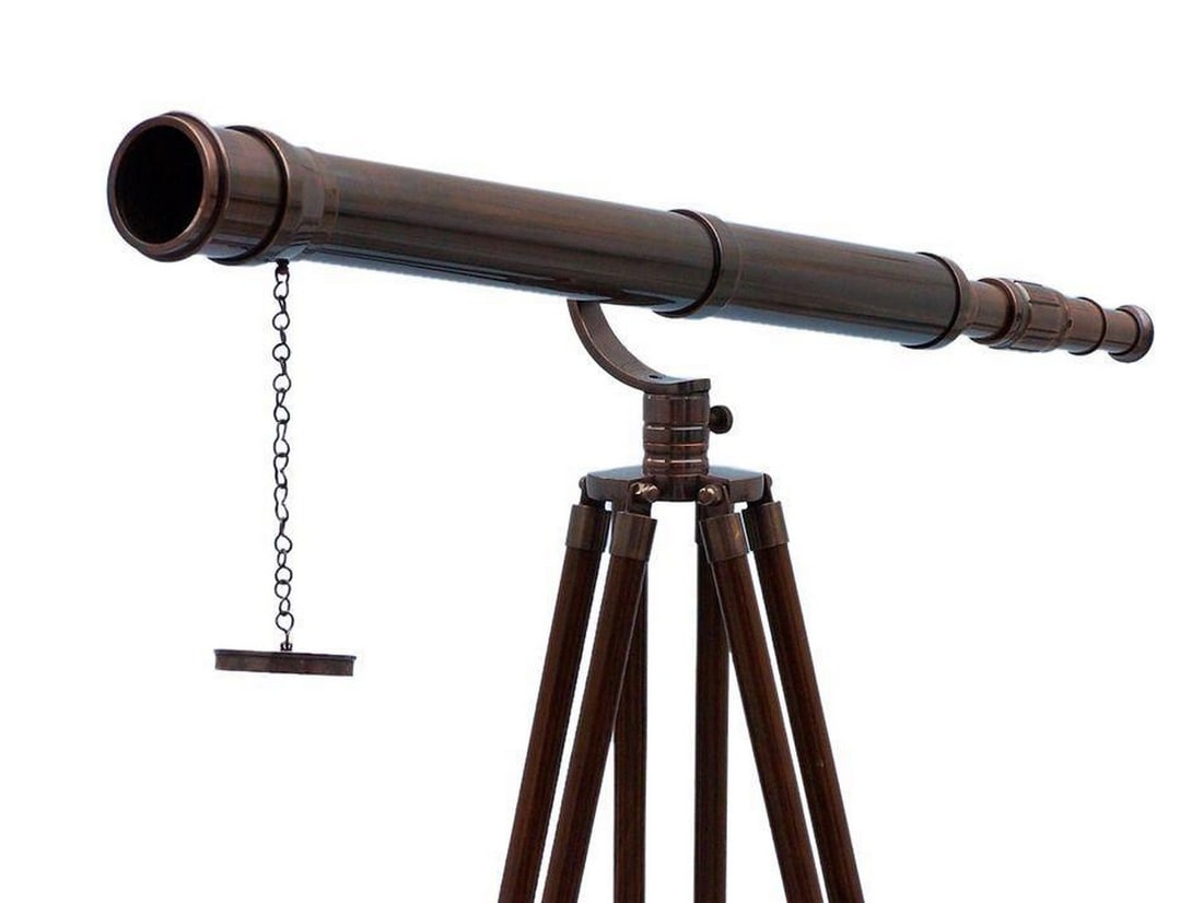 Floor Standing Antique Copper Galileo Telescope 65" (1 of 4)