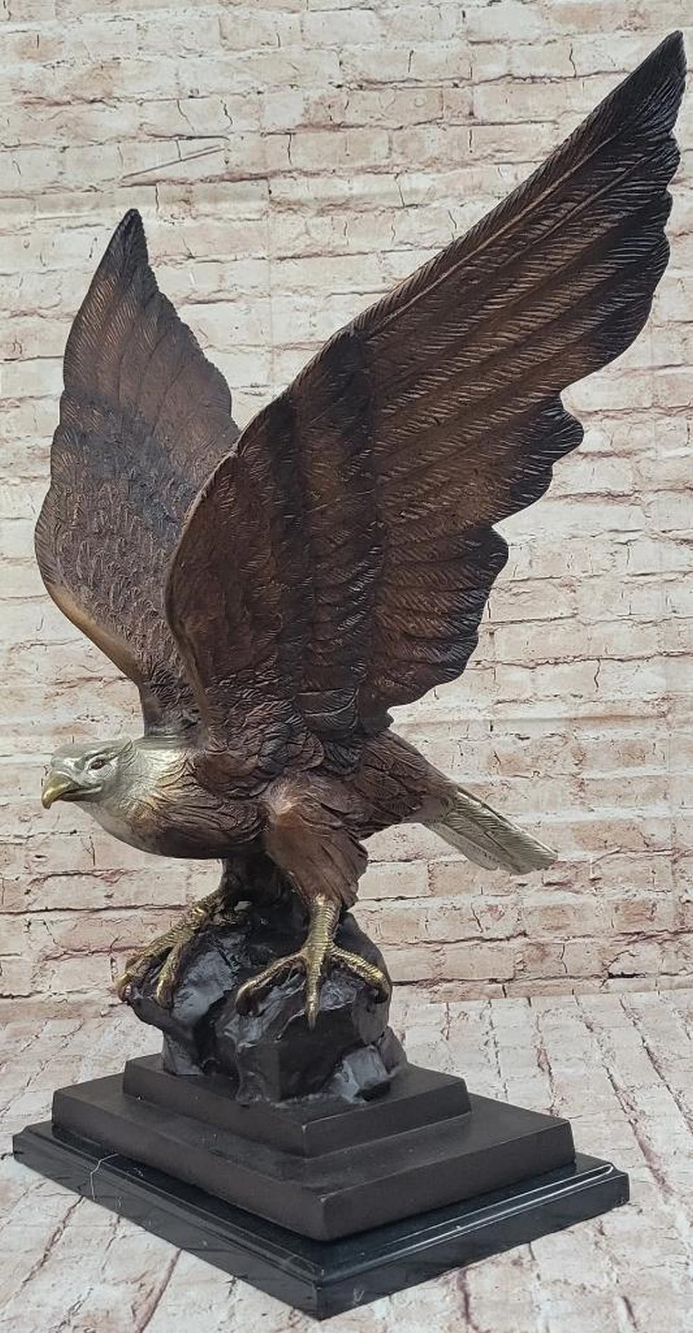 Fierce American Bald Eagle Bronze Sculpture Inspired by J. Moigniez - 30" x 15.5" (1 of 8)