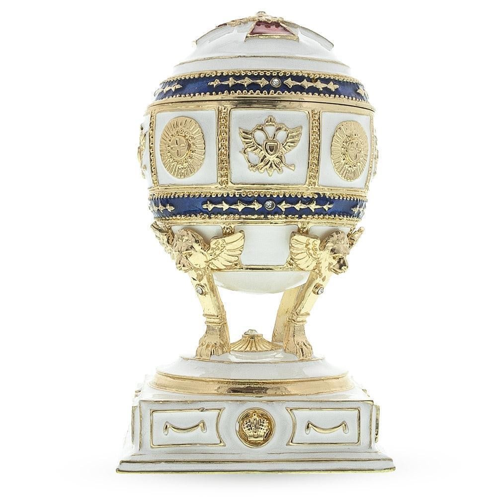 Red Cross on White Enamel Royal Inspired Russian Egg (1 of 4)