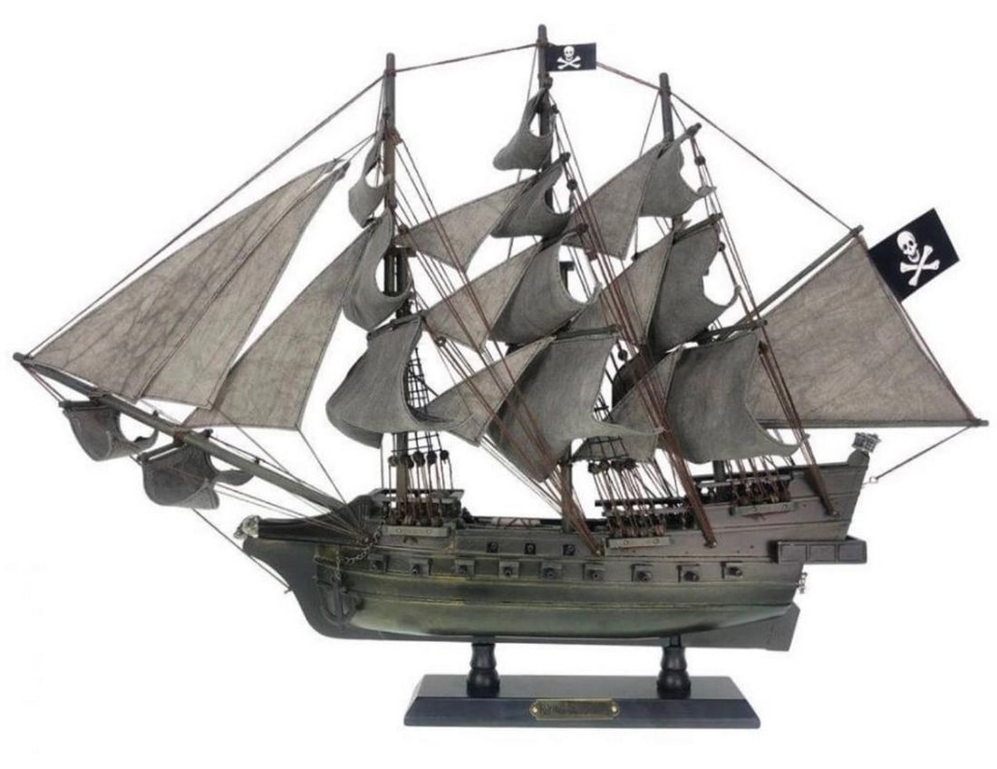 26" Wooden Flying Dutchman Model Pirate Ship: 26" Wooden Flying Dutchman Model Pirate Ship Sail into the unknown with this tall ships models inspired by the famous ghost ship known throughout history at the Flying Dutchman. Resting easily up