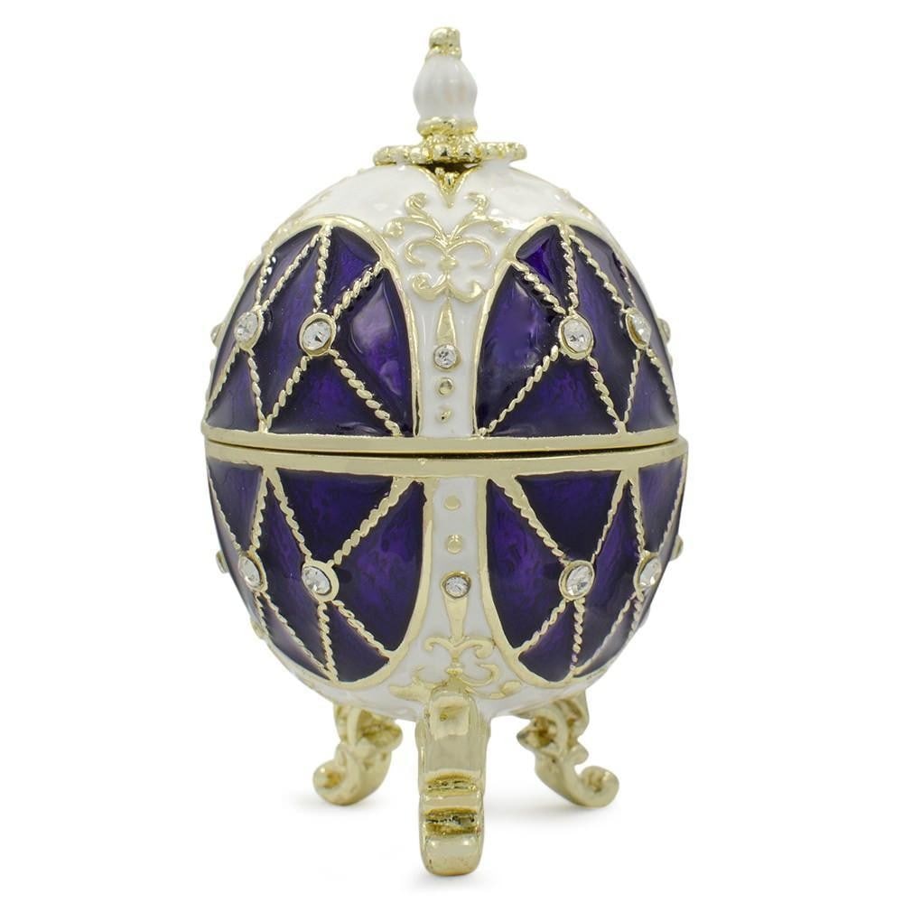 Trellis on Purple Enamel Royal Faberge Inspired Egg (1 of 2)