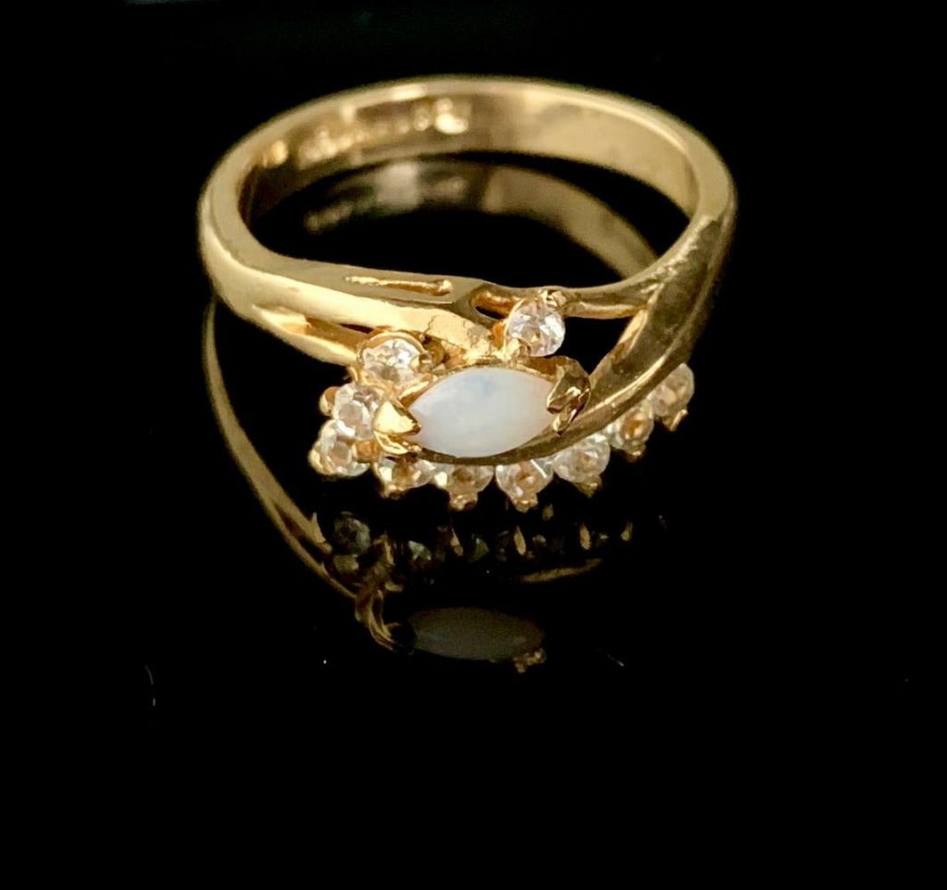 Size 8 .07ct Marquise Cut Opal in 18K Gold Plated Ring (1 of 3)