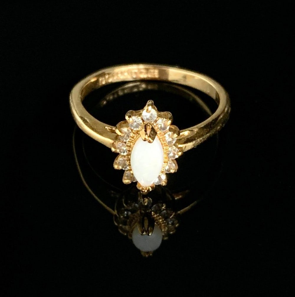 Size 9 .19ct Marquise Cut Opal in 18K Gold Plated Ring (1 of 3)
