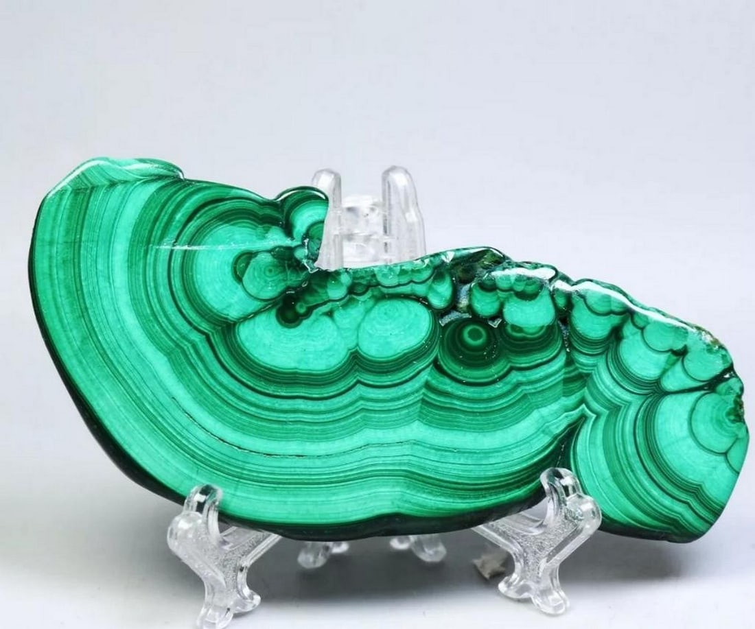 42g Polished Malachite Gemstone Slice with Stand (1 of 5)