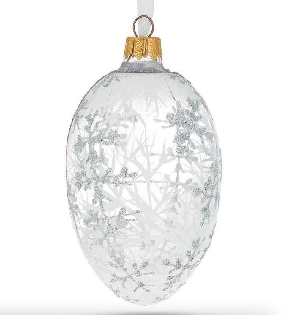 1913 Snowflakes of Winter Royal Egg Glass Ornament (1 of 2)