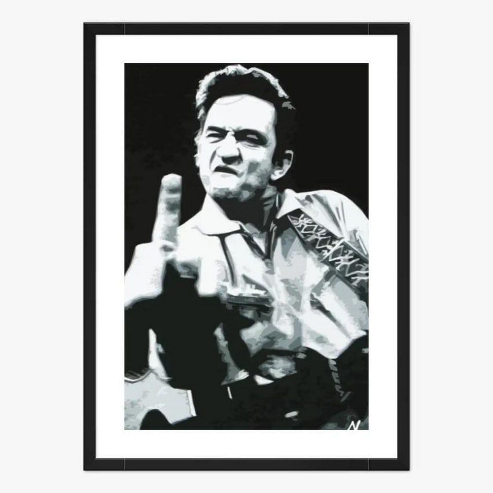 Johnny Cash in Black and White Wall Art Framed Print - 30" x 20" (1 of 2)
