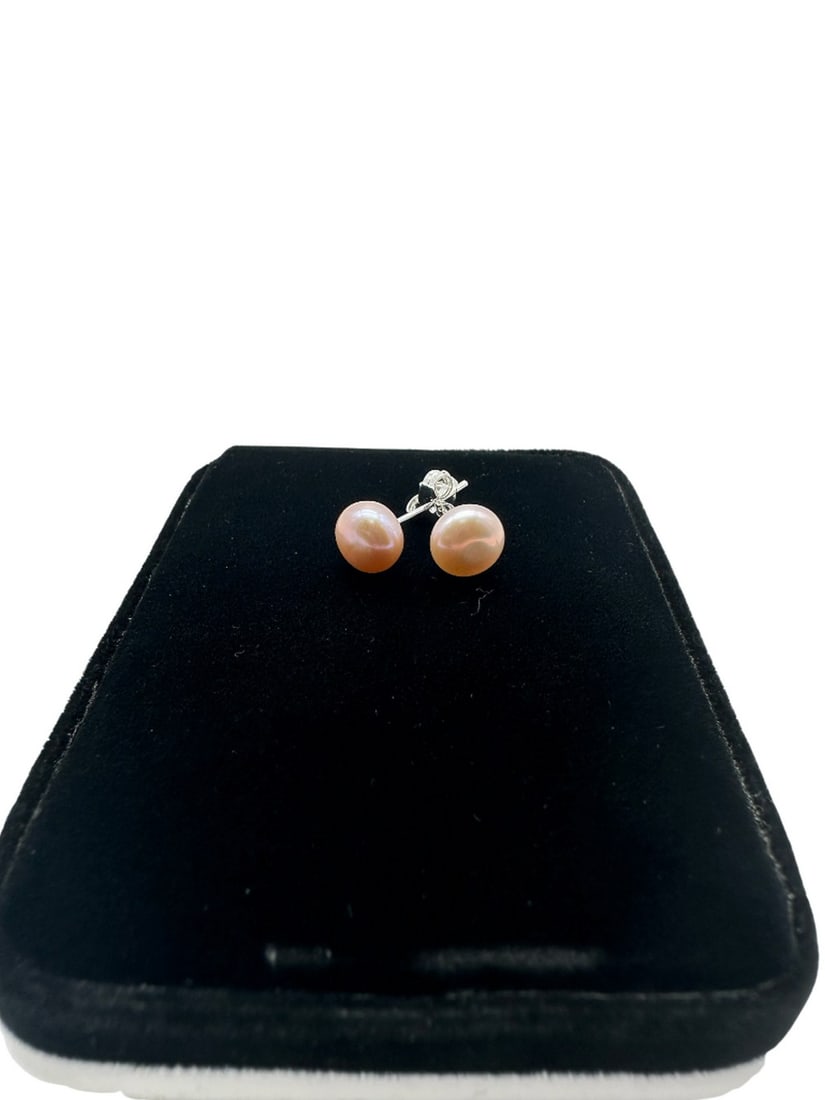 7-8MM PINK FRESHWATER PEARL 925 SILVER STUD EARRINGS (1 of 4)