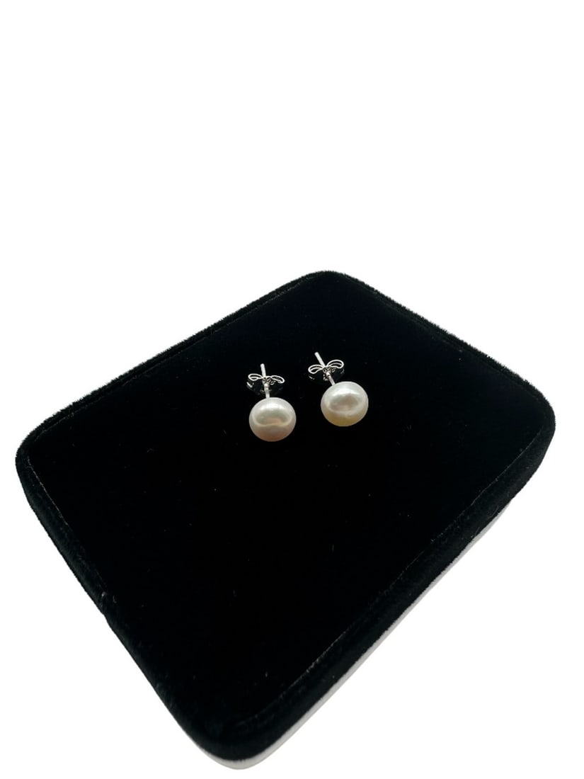 7-8MM WHITE FRESHWATER PEARL 925 SILVER STUD EARRINGS (1 of 4)