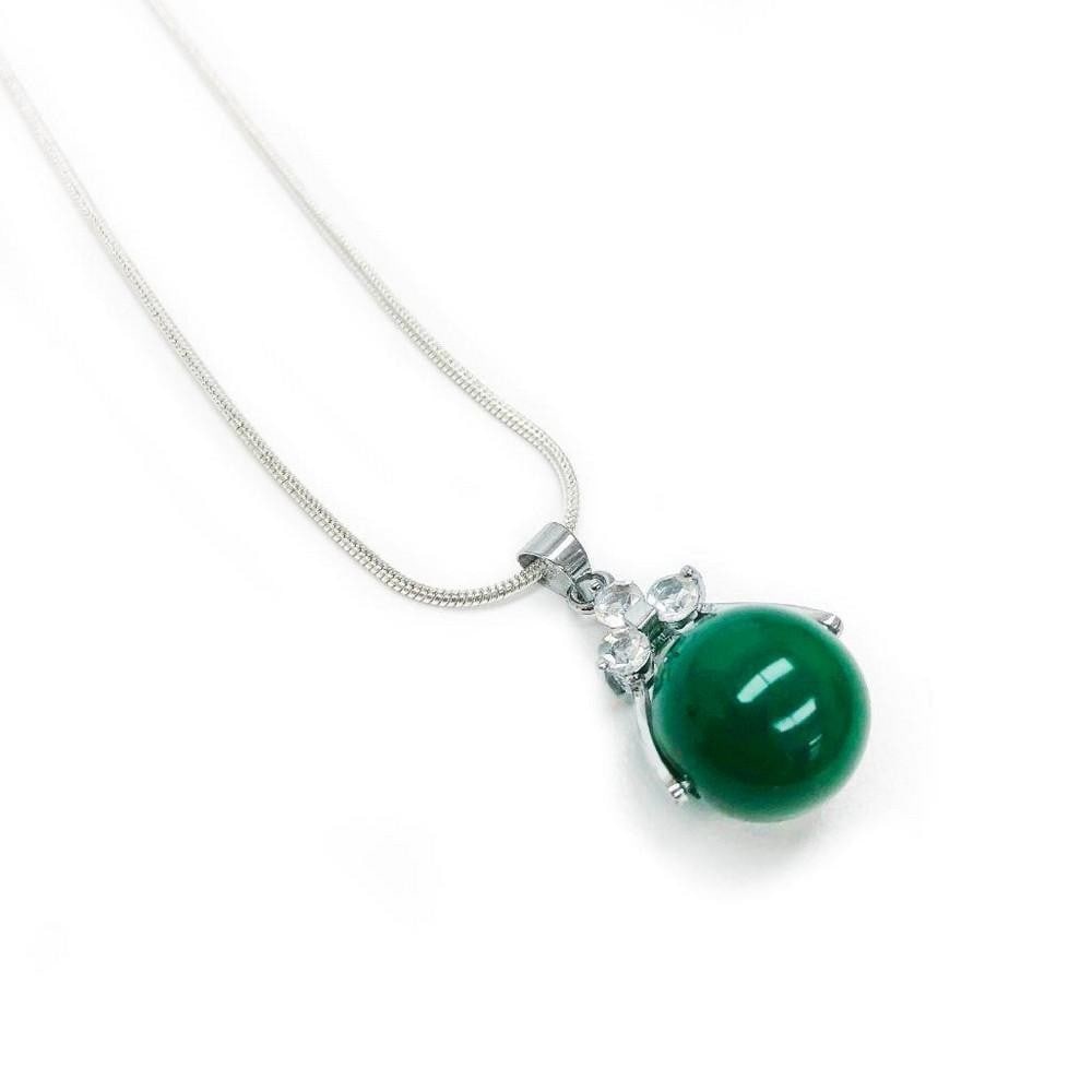 Sterling Silver 925 Necklace With Green Jade Sphere (1 of 3)