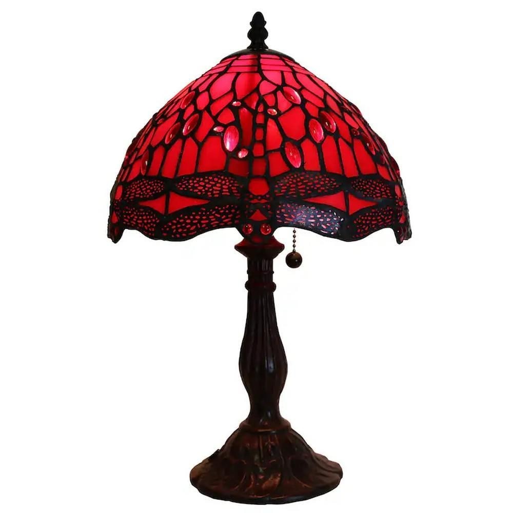 Odysseia Crimson Dragonfly Tiffany Inspired Lamp (1 of 1)