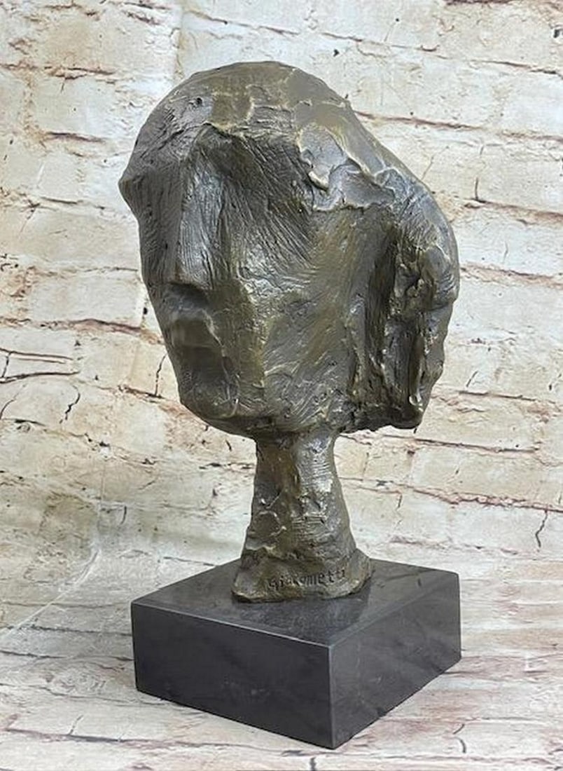 Head of a Woman Inspired by Alberto Giacometti Bronze on Marble Base (1 of 8)