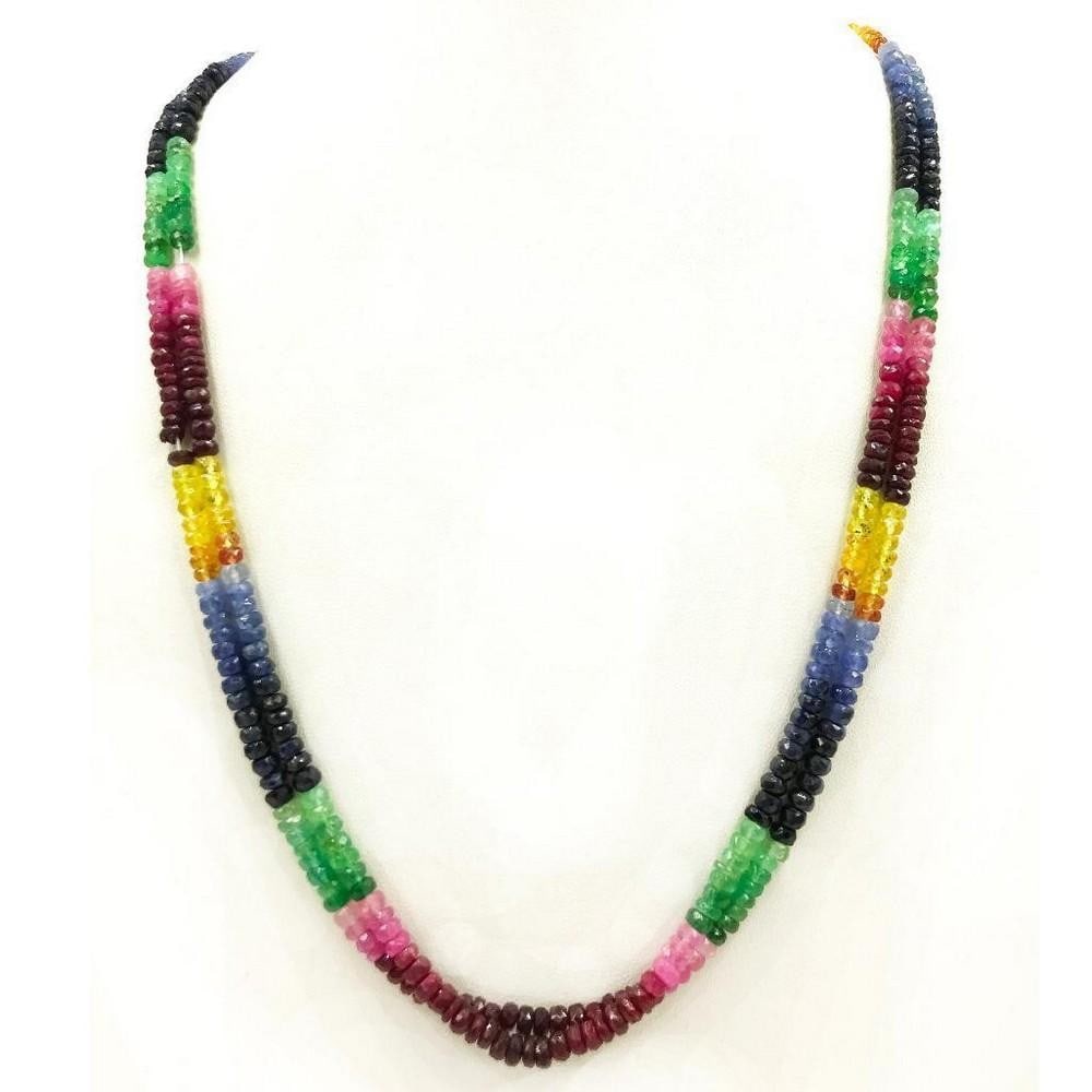 2 Strand Emerald, Ruby, and Sapphire String Necklace (1 of 2)