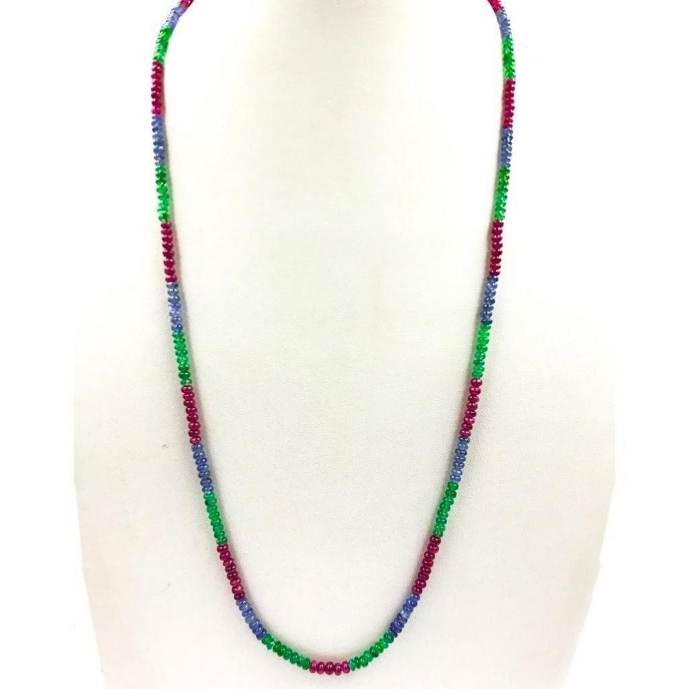 Emerald, Sapphire, & Ruby Stone String Necklace (1 of 1)