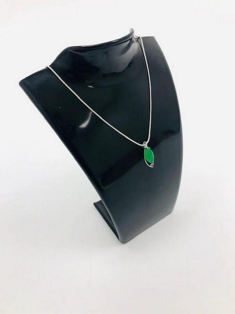 Chinese Green Jade Polished Pendant With 925 Sterling Silver Necklace (1 of 2)