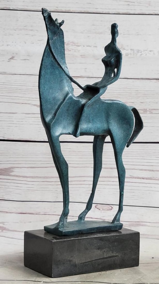 Abstract Inspired Bronze Statue of Women Riding Work Horse - 10.5" x 7" (1 of 5)