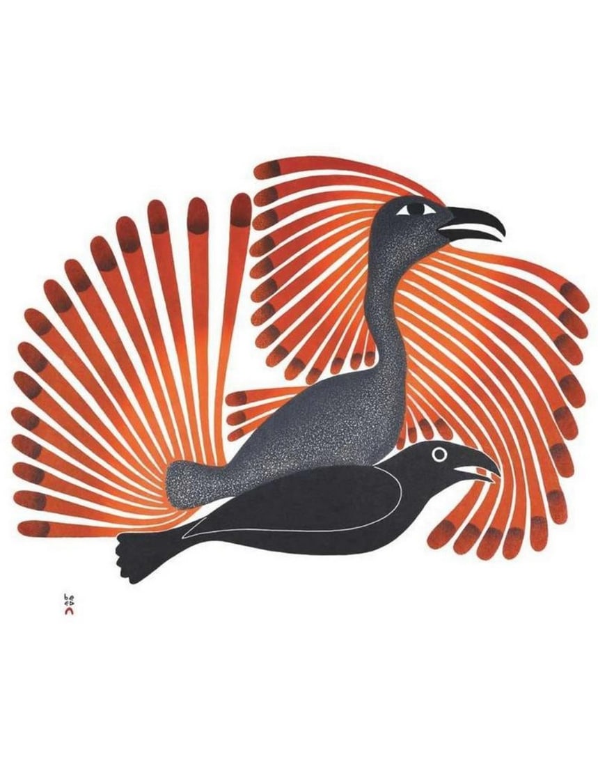 14" x 12" Intruding Raven, 2001 by Kenojuak Ashevak Art Print Framed (1 of 1)