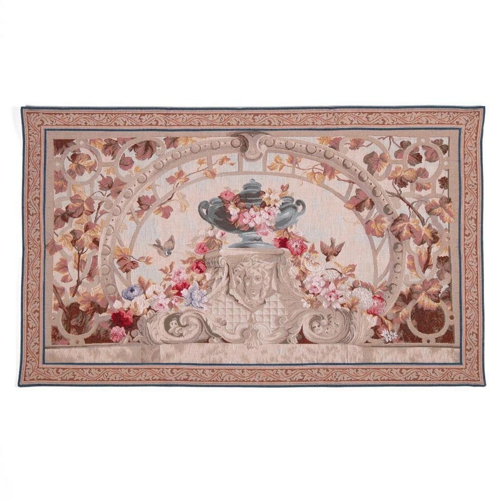 Floral Elegance: Vintage Bowl and Crown Cotton Tapestry - 33.2" x 52.7": Floral Elegance: Vintage Bowl and Crown Cotton Tapestry - 33.2" x 52.7" Introducing our "Floral Elegance: Vintage Bowl and Crown Cotton Tapestry" — a captivating blend of artistry an