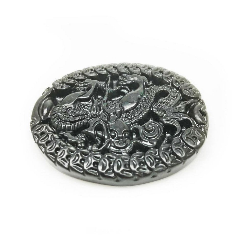 Asian Green Jade Carved Dragon Medallion (1 of 3)