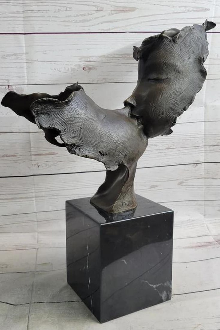Salvador Dali's Eternal 'First Kiss' Abstract Surrealist Bronze Art Sculpture - 18" x 16" (1 of 7)