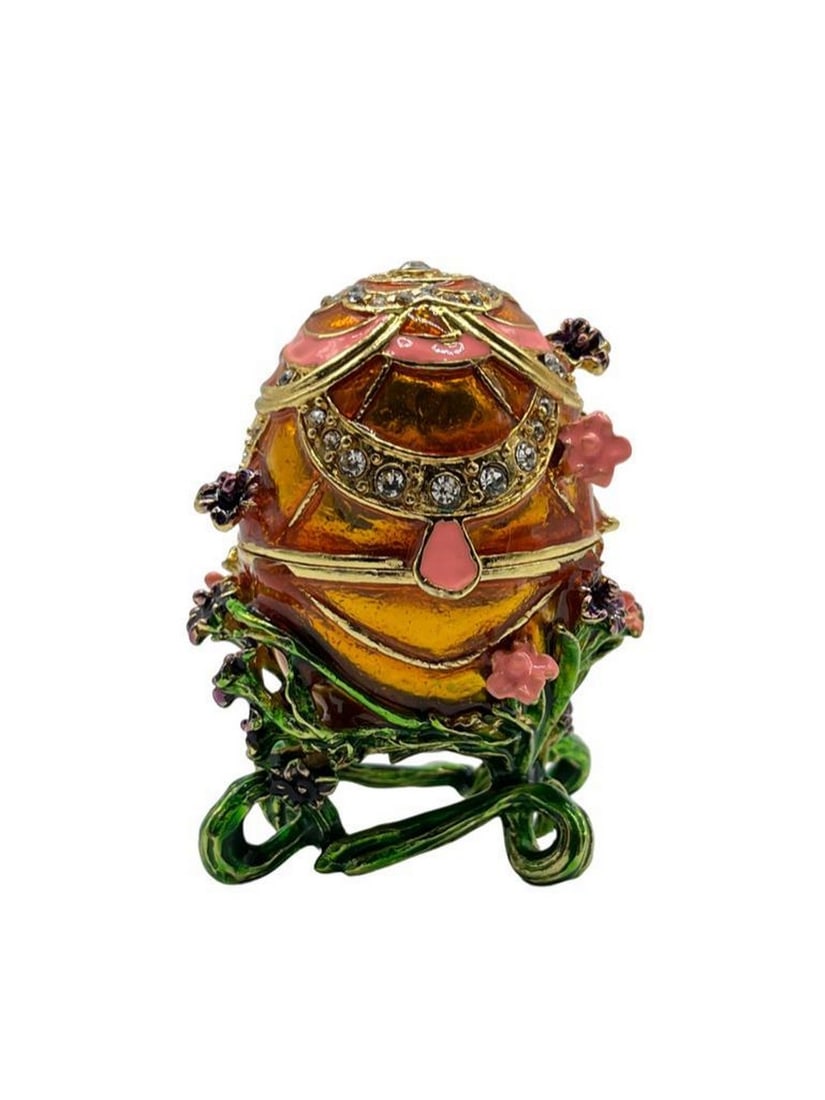 Floral Yellow Egg Trinket box (1 of 3)