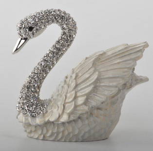 Austrian Crystal Silver and White Swan Trinket Box: Austrian Crystal Silver and White Swan Trinket Box This trinket box is absolutely stunning. It features a white swan with Austrian Crystals encasing its long neck and head. There is nothing more stun