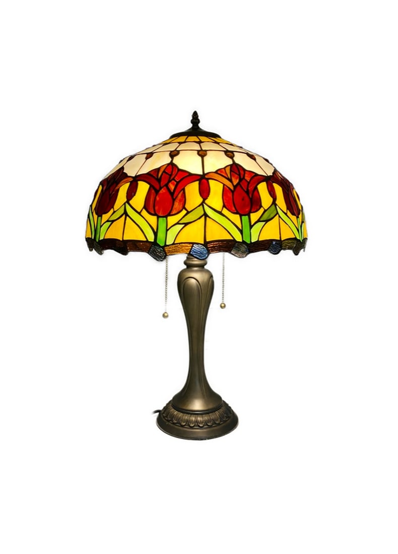 Radiant Roses Stained Glass 24" Tall Tiffany Style Lamp (1 of 6)