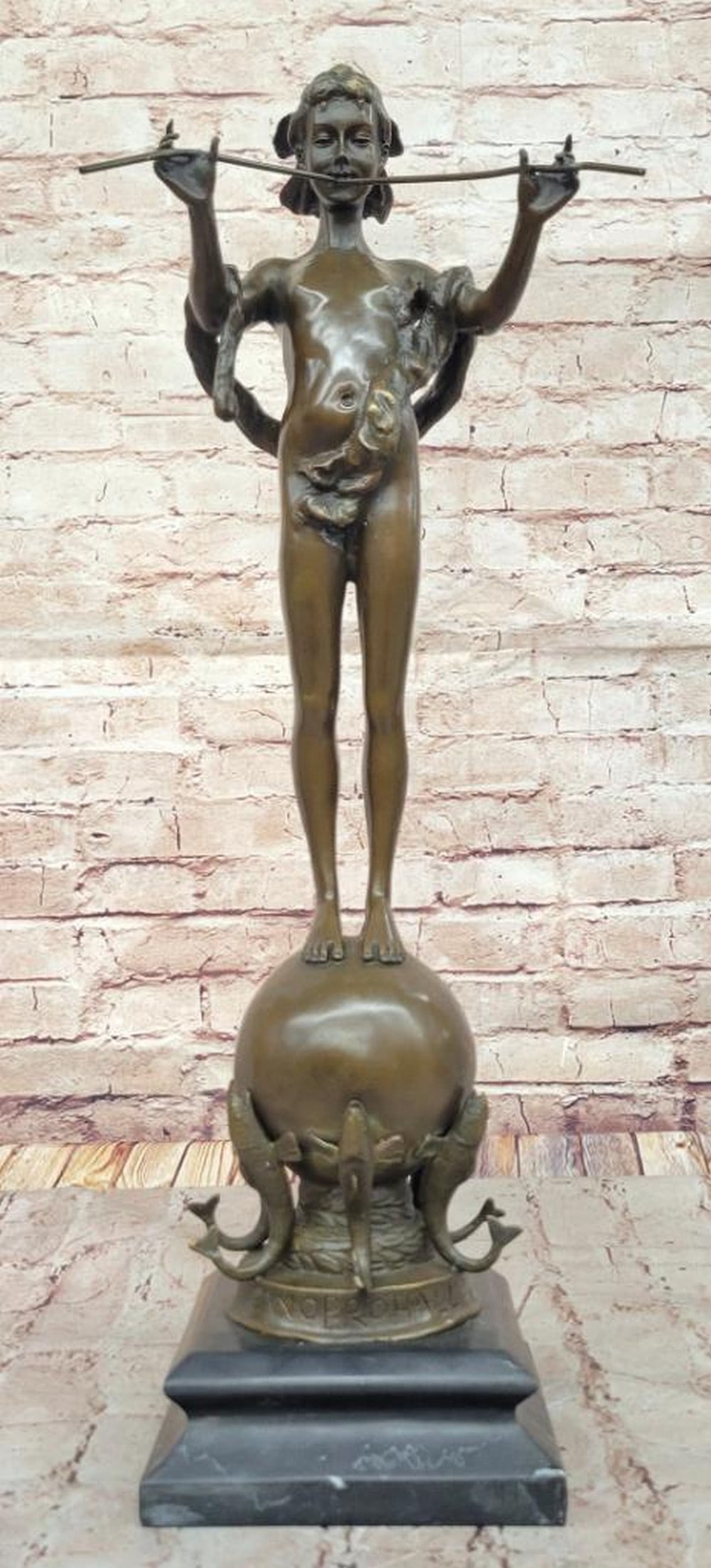 Pan of Rohallion Bronze Sculpture Inspired by Frederick W. MacMonnies - 23.5" x 8": Pan of Rohallion Bronze Sculpture Inspired by Frederick W. MacMonnies - 23.5" x 8" This masterful bronze sculpture by Frederick W. MacMonnies captures the mythological figure Pan in a dynamic