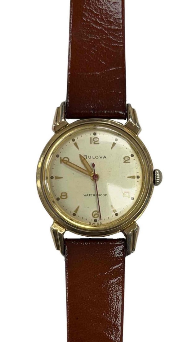 Vintage Bulova Watch 10K RGP Bezel With Stainless Steel Back & Genuine Leather Band (1 of 2)