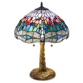 Tiffany-style Blue Dragonfly Table Lamp (1 of 2)
