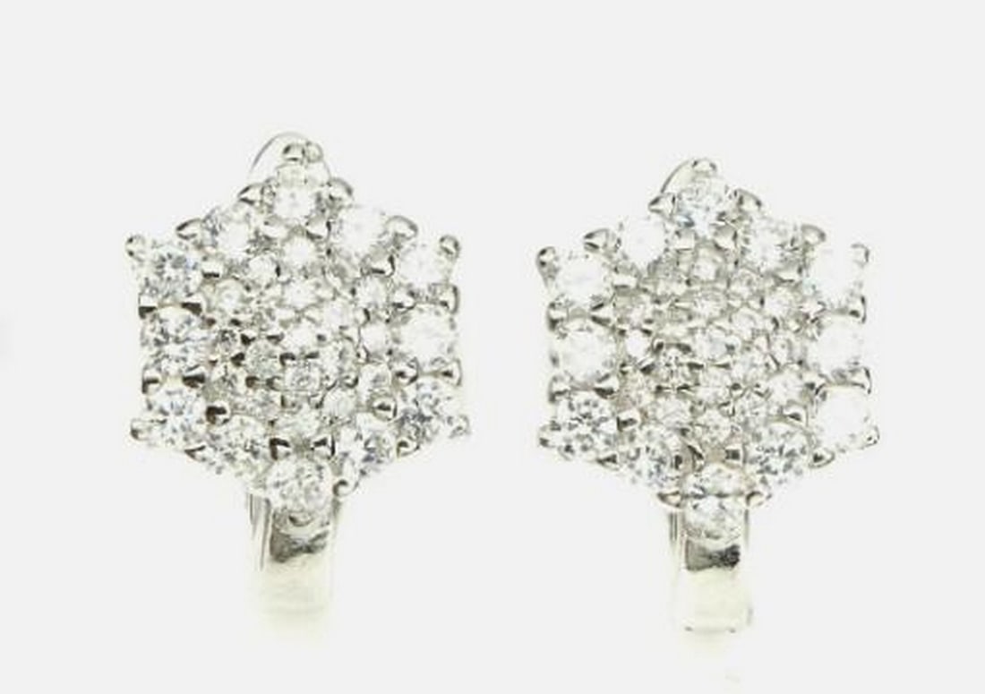 Sterling Silver Round CZ Stud Earrings