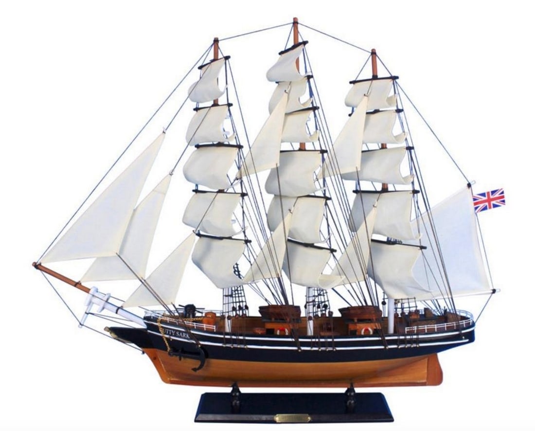 30" Wooden Cutty Sark Model Clipper Ship: 30" Wooden Cutty Sark Model Clipper Ship The legendary Cutty Sark makes a dashing addition to any room’s nautical décor. Built for speed on the open ocean, this amazing clipper ship was consid