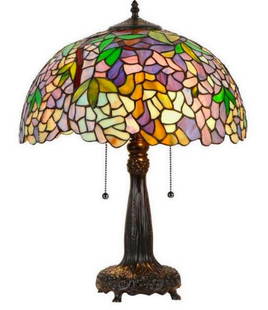Tiffany Inspired Wisteria Design 2-light Table Lamp: Tiffany Inspired Wisteria Design 2-light Table Lamp  Hand-crafted using the same techniques that were developed by Louis Comfort Tiffany in the early 1900s, this beautiful Tiffany-style piece contains