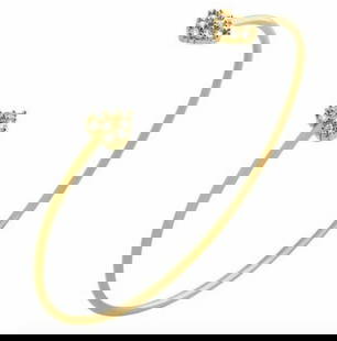 Gold Plated 925 Sterling Silver Dainty Bangle with Austrian Crystal Hearts: Gold Plated 925 Sterling Silver Dainty Bangle with Austrian Crystal Hearts. Dimensions: 1.5mm bangle; 7mm crystal hearts View Photos for Further Details.
